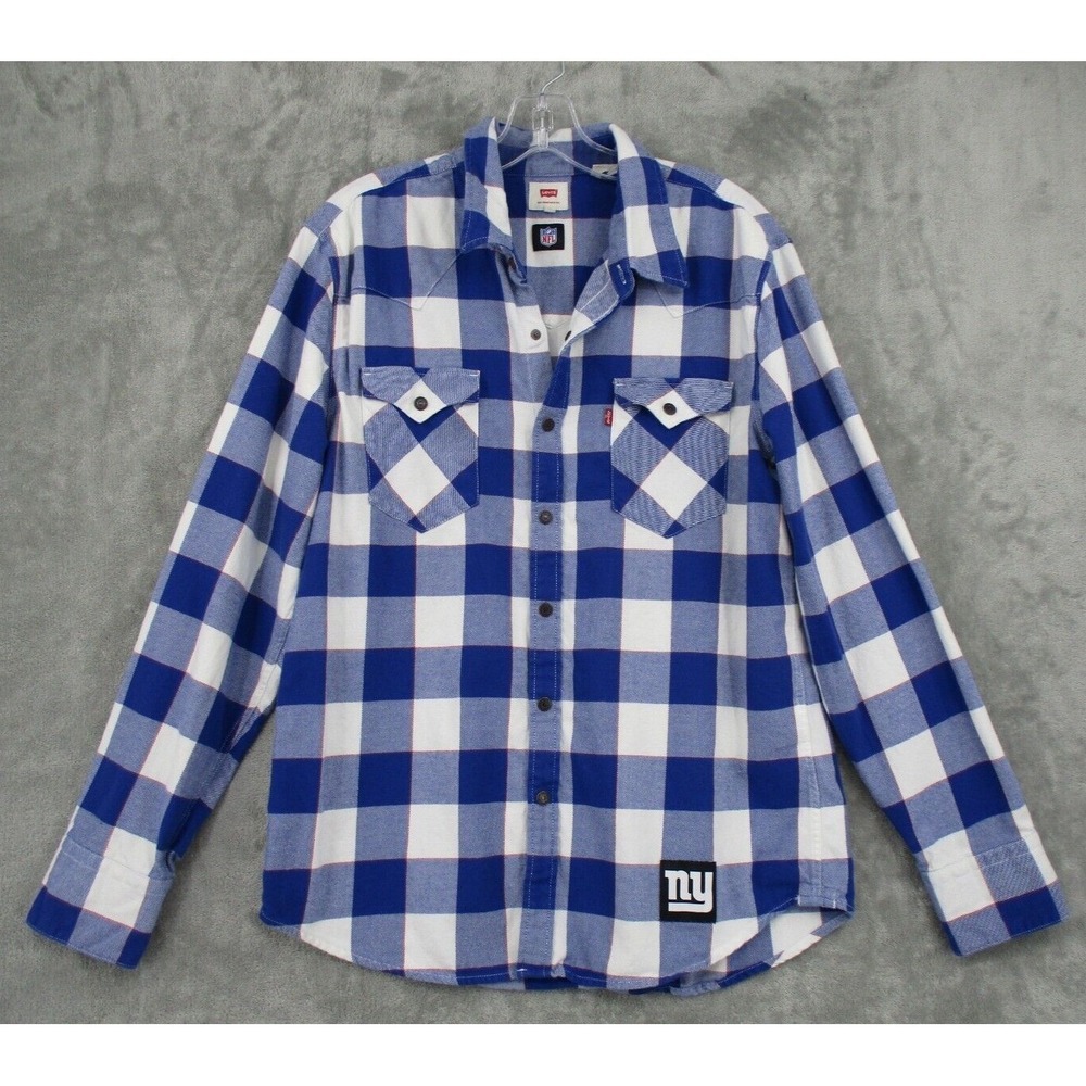 New York‎ Giants Shirt Mens Medium NFL Western Plaid Outdoor Button Down Levis